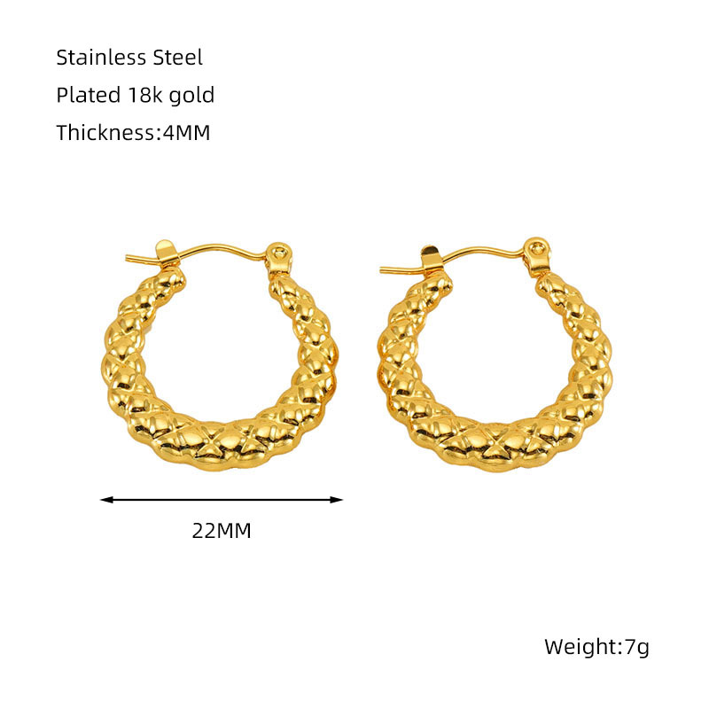 Cross-Border European and American Titanium Steel round Twist Ear Clip Women's High-Grade Sense Does Not Fade 18K Gold Earrings Ear Clip Special-Interest Design