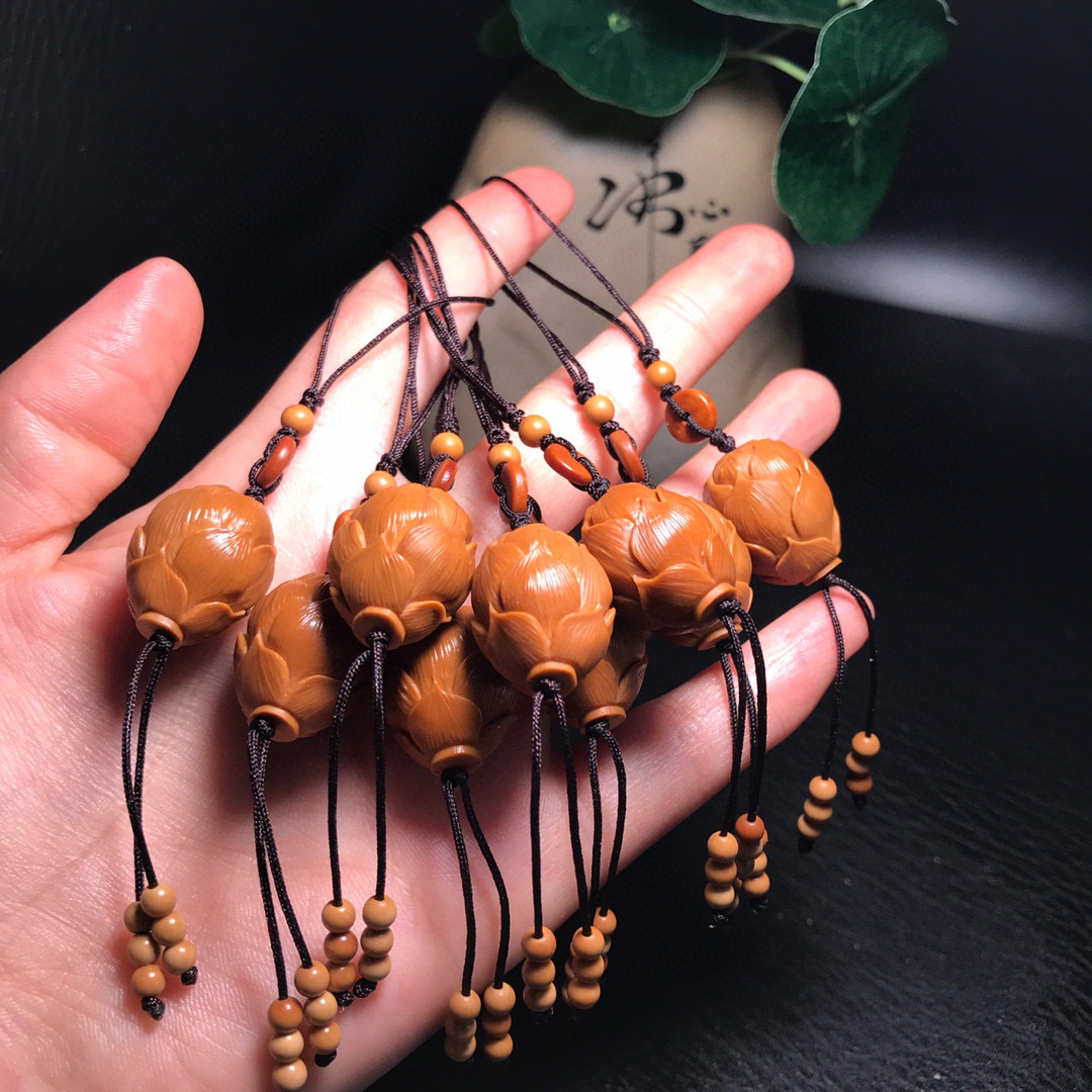 橄榄核核雕单子雕刻莲花座 老油核 橄榄单籽单颗配饰