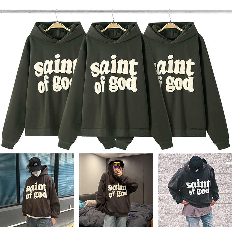 saint michael美式高街潮牌情侣加绒宽松fog连帽卫衣男帽衫hoodie
