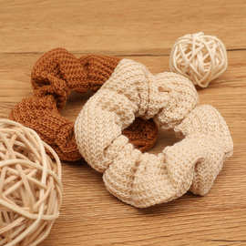 七彩毛线发圈大肠圈秋冬新款ins甜美头绳女简约百搭少女头饰发绳