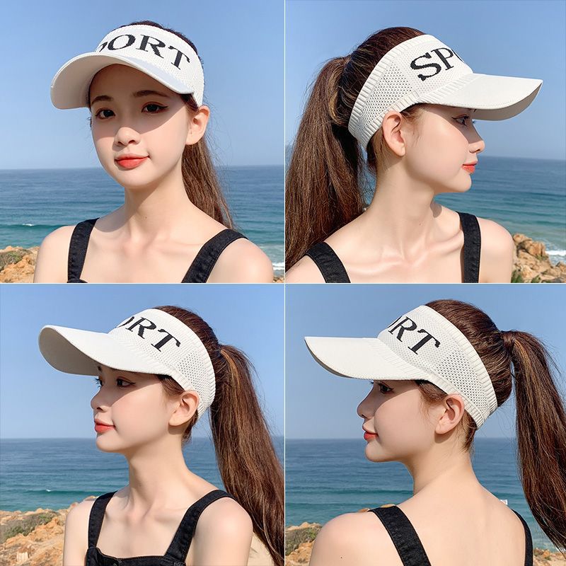 hat female summer and autumn empty top knitted sports sun protection uv protection peaked cap versatile sports letter baseball cap