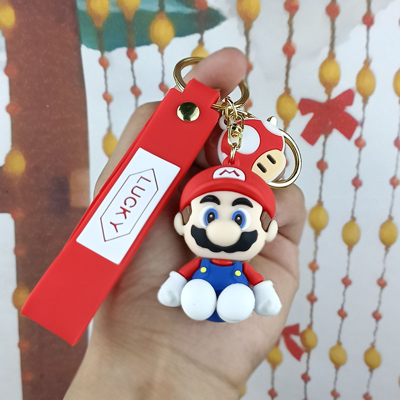 Cartoon Mario Silica Gel Doll Keychain Cute Student Couple Schoolbag Pendant Creative Car Key Chain