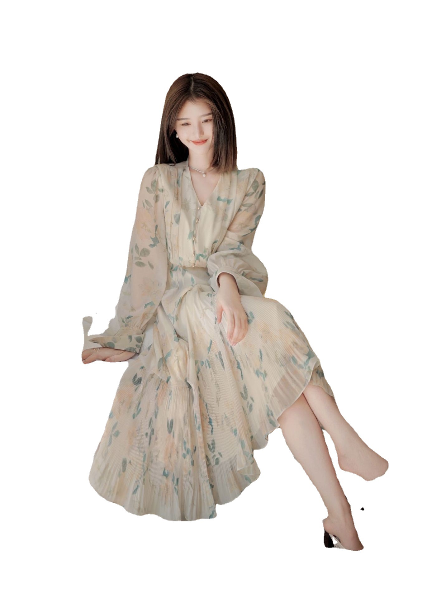 Women's Clothing Early Spring Clothes 2023 New Set of Gentle Simple Anti-Aging Floral Dress Two-Piece Suit