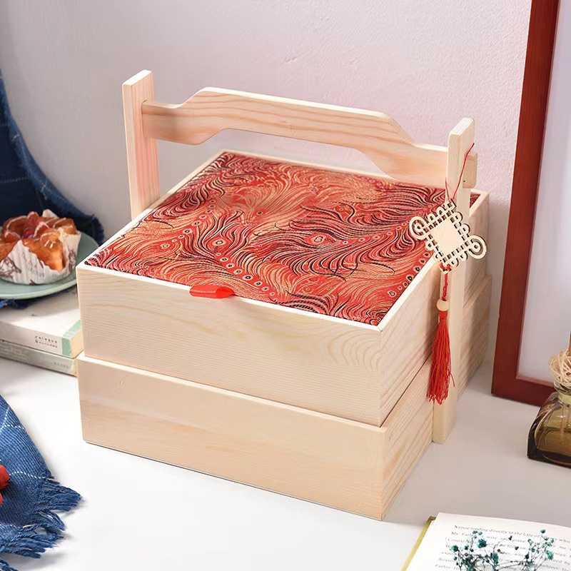 Wooden Gift Box Wedding Candies Box Gift Box Baking Tuck Box Solid Wood Gift Box Moon Cake Cabas