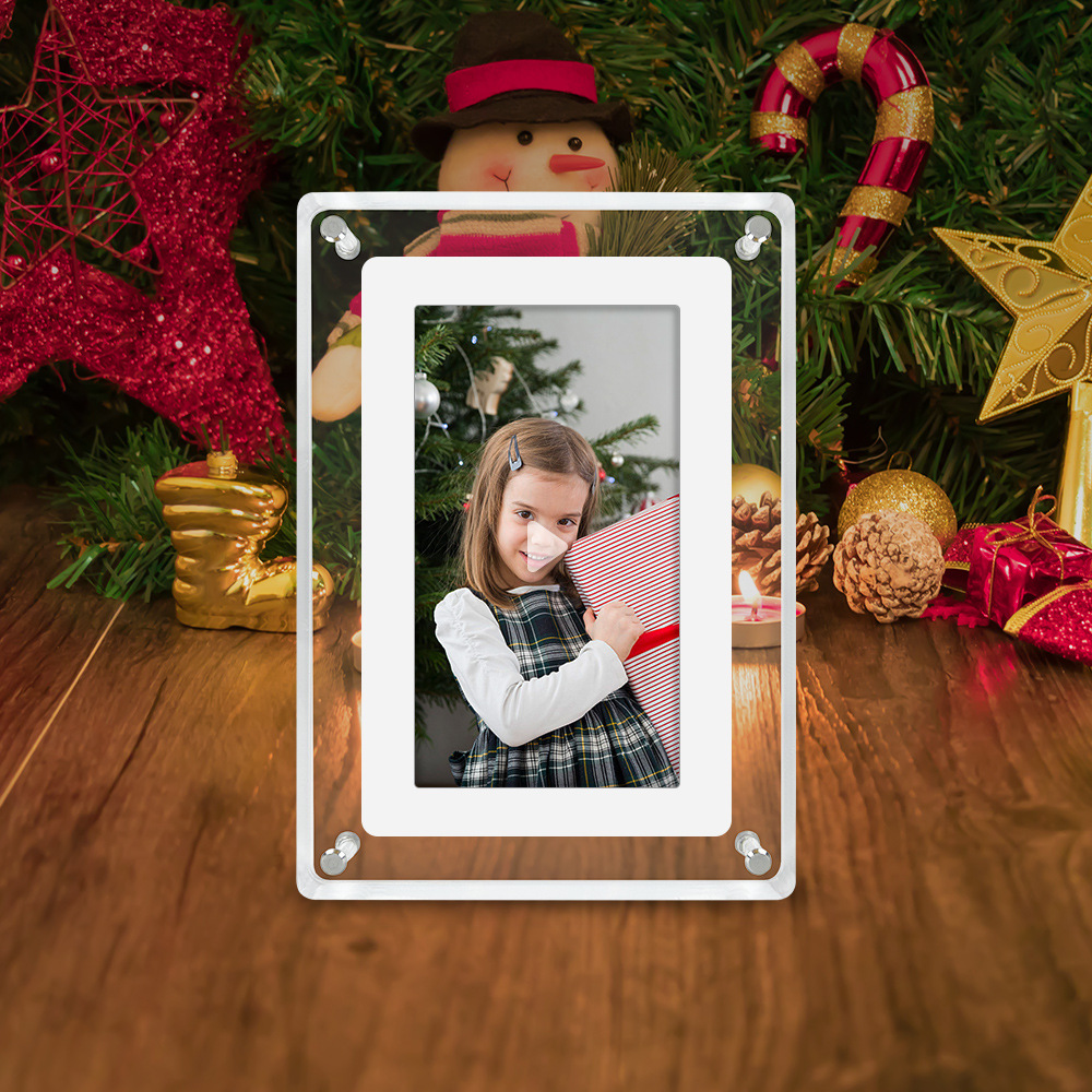 亚马逊电商爆款7寸广告机透明亚克力数码相框电子相册视频播放器