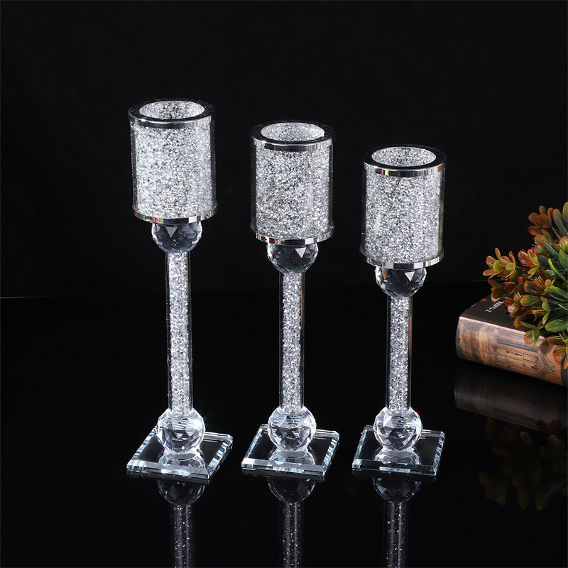 Home Wedding Creative Decoration Modern Minimalist Glass Crystal Candlestick Diamond Ring Crafts Decoration