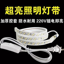 室外照明户外灯带led超亮防水220V自粘led灯带条带开关家装客厅吊