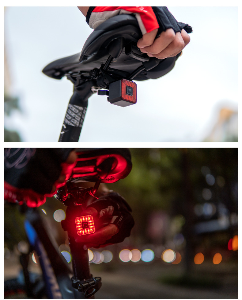 自行车尾灯智能感应刹车山地车灯usb充电公路车夜骑尾灯