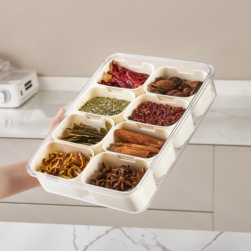 Seasoning Fresh Plastic Kitchen Sealed Box Spice Storage Box Food Grade Sub-Format Transparent Coarse Grains Seasoning Seasoning