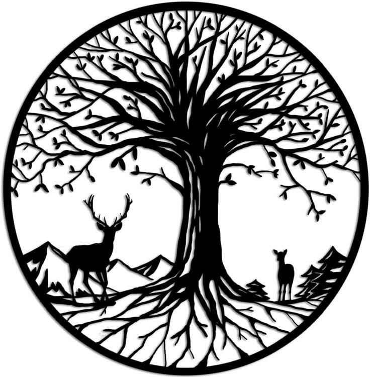 跨境定制 鹿与树壁饰 切割画 金属工艺品 室内壁挂 墙面装饰挂件