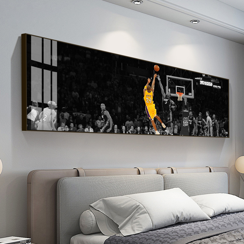 nba球星科比乔丹詹姆斯相框海报篮球装饰画男孩卧室床头挂画壁画