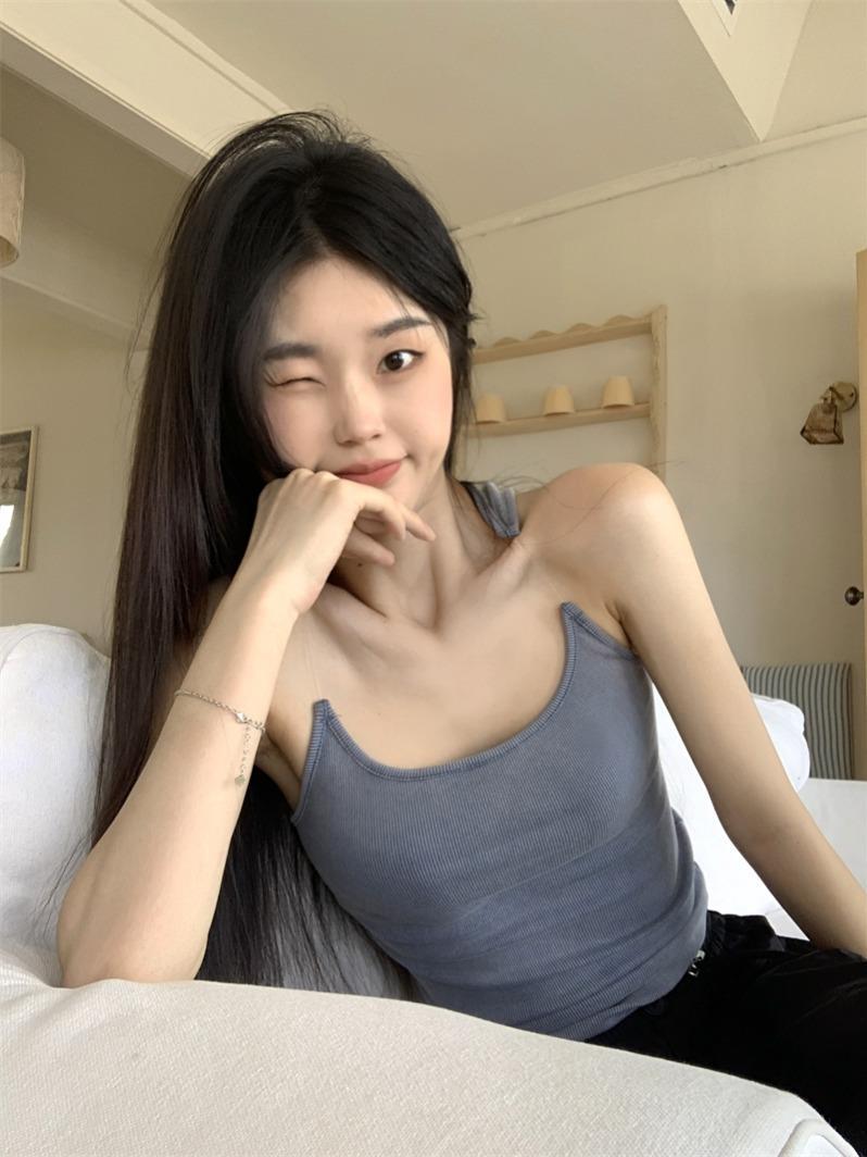 透明肩带吊带背心女夏季2024新款辣妹风性感修身显瘦内搭短款上衣