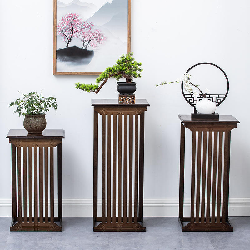 新中式花架客厅花台竹制植物架落地室内吊兰花盆架禅意阳台置物架
