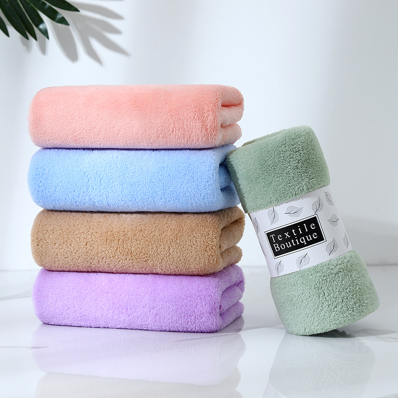 Thick Coral Fleece Towel Warp Knitted Soft Absorbent Face Washing Towel No Lint No Fading Home Gifts Towel Logo