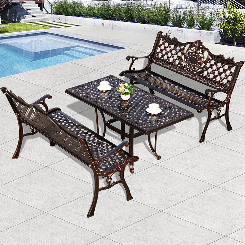 户外别墅院子铸铝桌椅休闲露天铁艺长椅长桌室外公园椅双人椅卡座