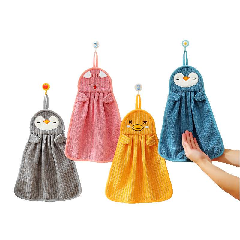 Cross-Border Microfiber Hanging Cartoon Cute Animal Hand Towel Kitchen Bathroom Hand Cleaning Cloth Absorbent Quick-Drying Towel