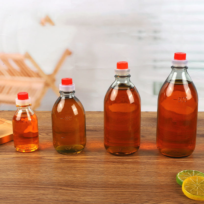 老式小磨香油瓶玻璃麻油瓶500ml盐水瓶 二两一斤带盖芝麻油瓶空瓶