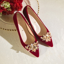 结婚鞋新娘鞋伴娘新款红色细高跟鞋夏女不累脚敬酒中式秀禾服单鞋