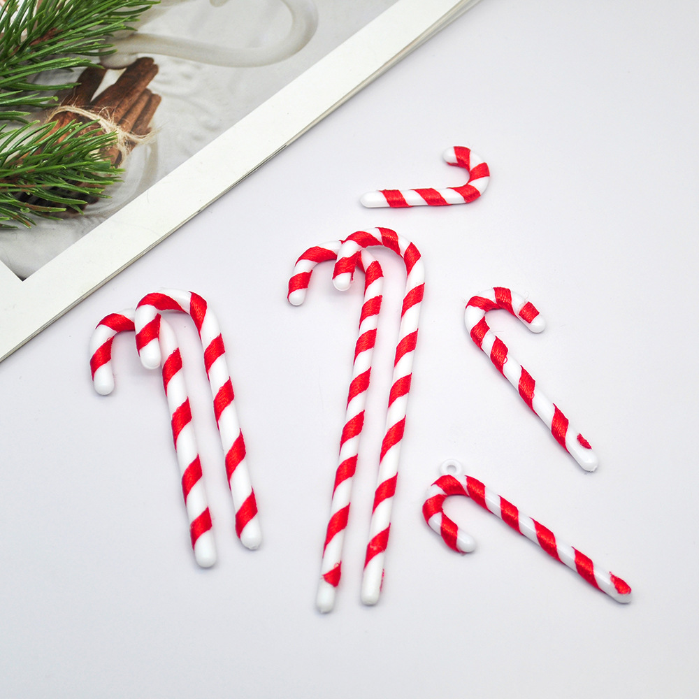 Manufacturers Supply Christmas Crutches Ornaments Mini Red and White Ribbon Small Cane Tree Pendant Decorative Gifts Wholesale