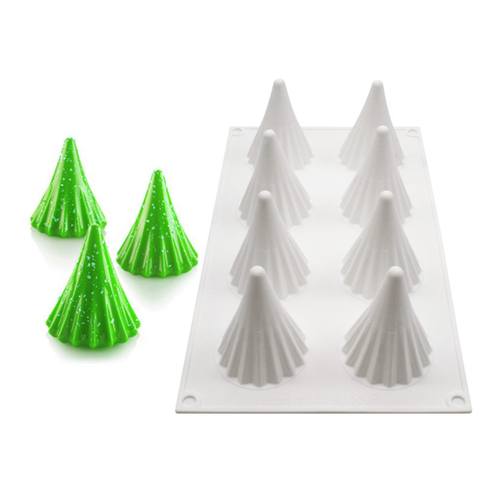 factory direct sales new silicone 8-piece christmas tree cake mousse mold chocolate diy kitchen baking tools