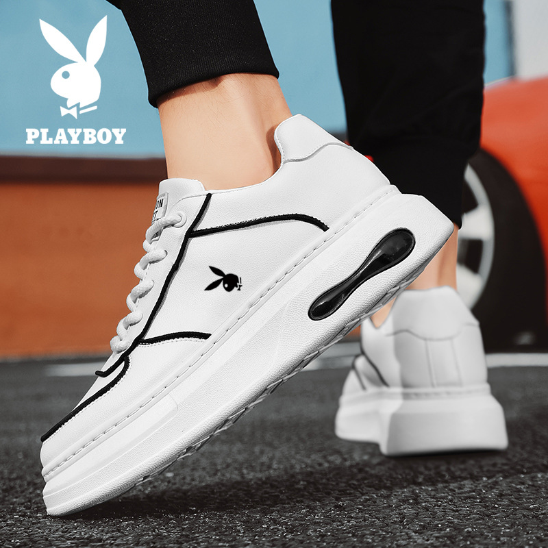 花花公子2023秋季新款男鞋透气潮流百搭板鞋厚底休闲增