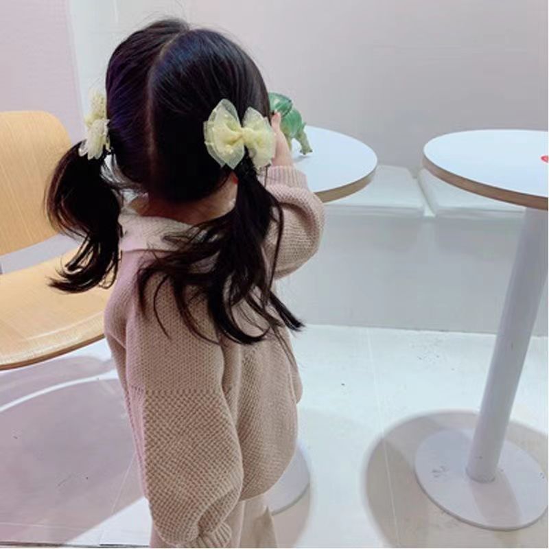 Baby Small Size Bow Headdress Children Cute Bangs Side Barrettes Princess Western Style Bun a Pair of Hairclips Hairpin