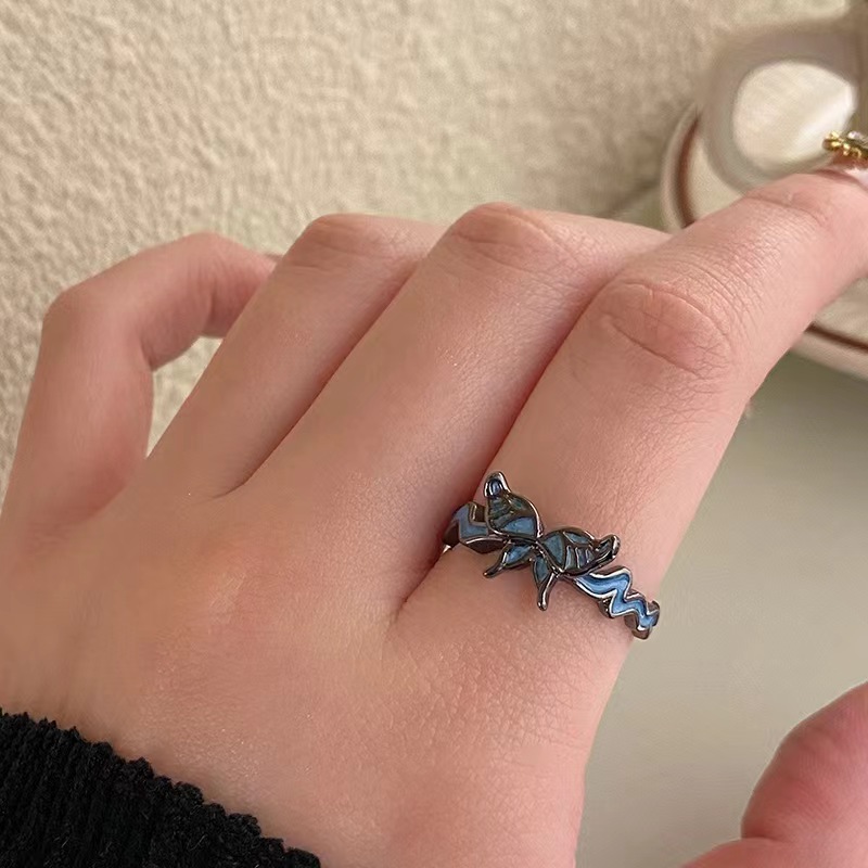 Xiaohongshu Same Style Meng Die Ring Women's Exquisite Fashion All-Matching Niche Design Ins Trendy Switchable Index Finger Ring