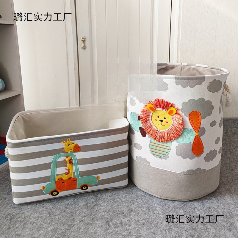 卡通儿童布艺玩具收纳筐篮子衣物收纳箱整理篮脏衣桶收纳群裕