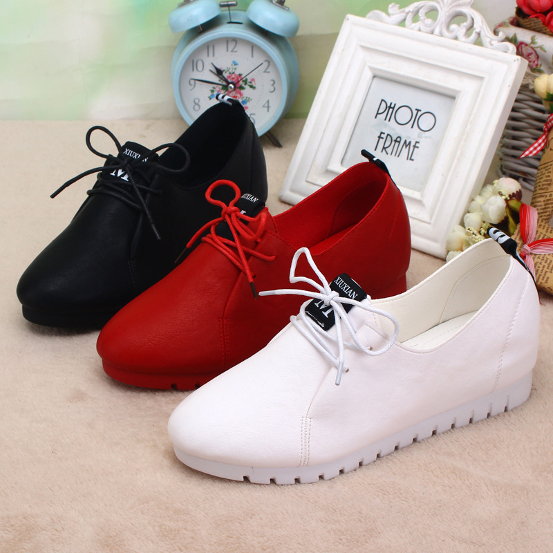 珍妮公主春秋新款内增高豆豆鞋女系带平底休闲鞋软底孕妇女鞋