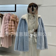 海宁皮草网红风精品水貂外套女真貂皮大衣紫金级工厂批发拿货