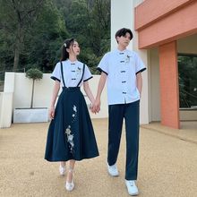 山力达迪国风情侣装夏季班服套装初高中生长裙子学生校服中式民国