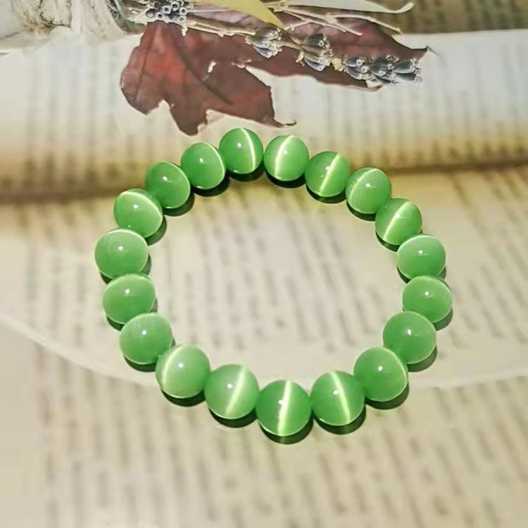 厂家大量批发绿色猫眼石手串,送家人送朋友量大从优