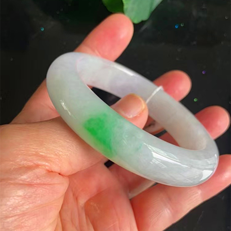 618惠冰糯种御镯缅甸翡翠大手镯腾冲玉器椿彩妖紫大圈口玉镯椿彩