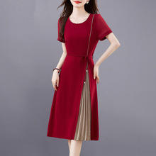 红色连衣裙2024新款女夏季显瘦小个子轻熟气质端庄大气精致裙子