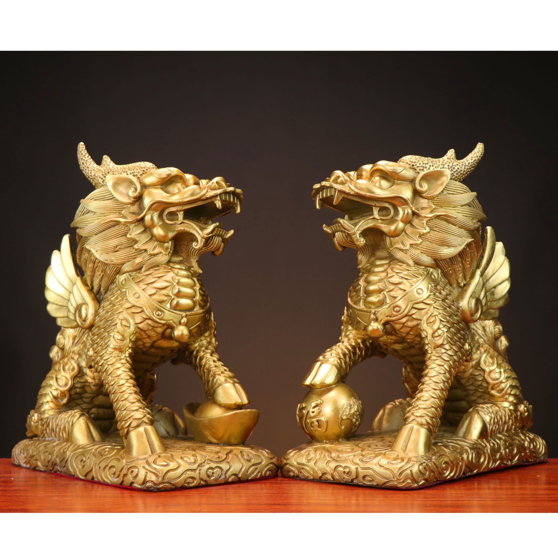 金属工艺品礼品家居办公室摆 财福麒麟 坐麒麟 纯铜麒麟