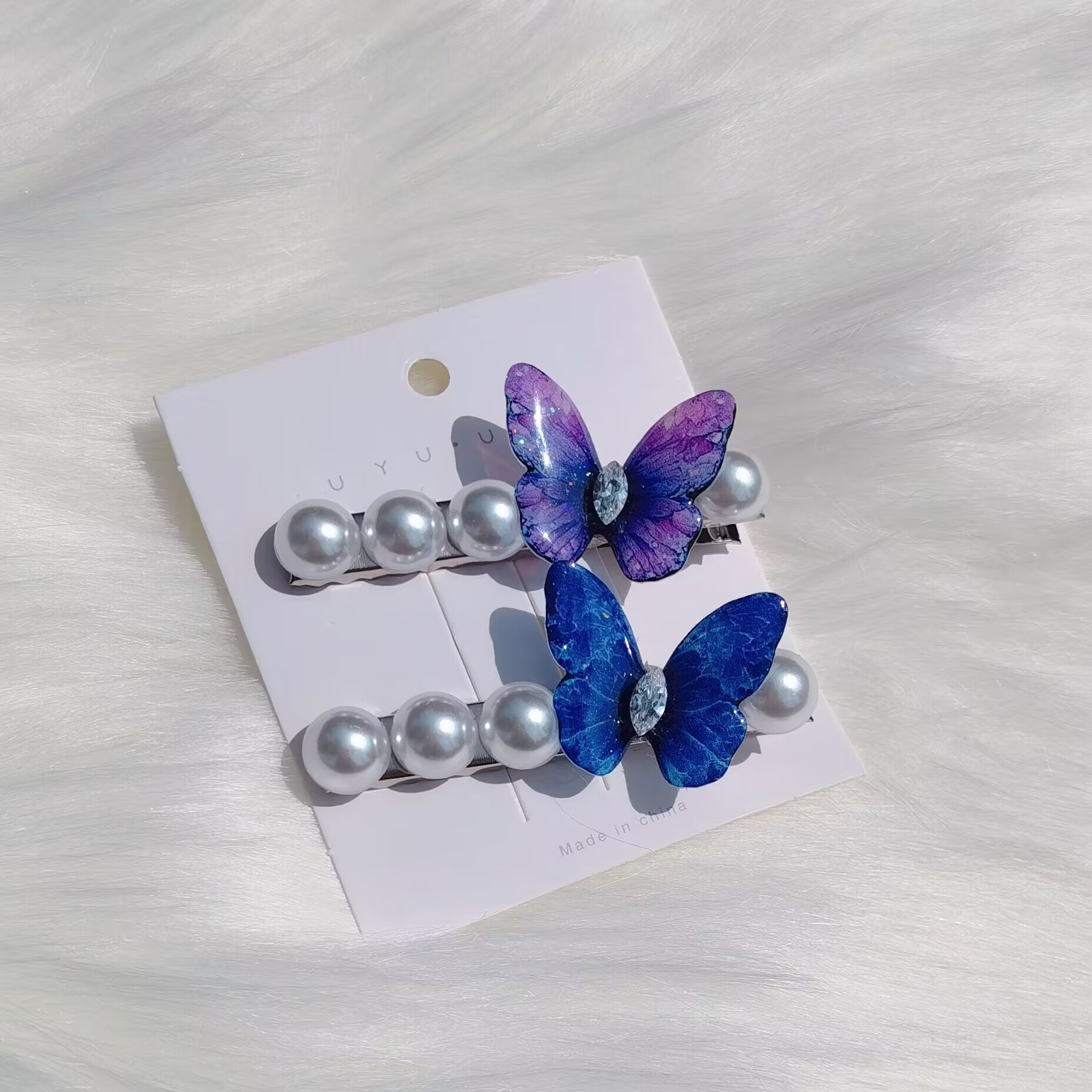 新款蝴蝶发夹珍珠发卡女头饰发饰高级感侧边夹精致网红鸭嘴夹批发