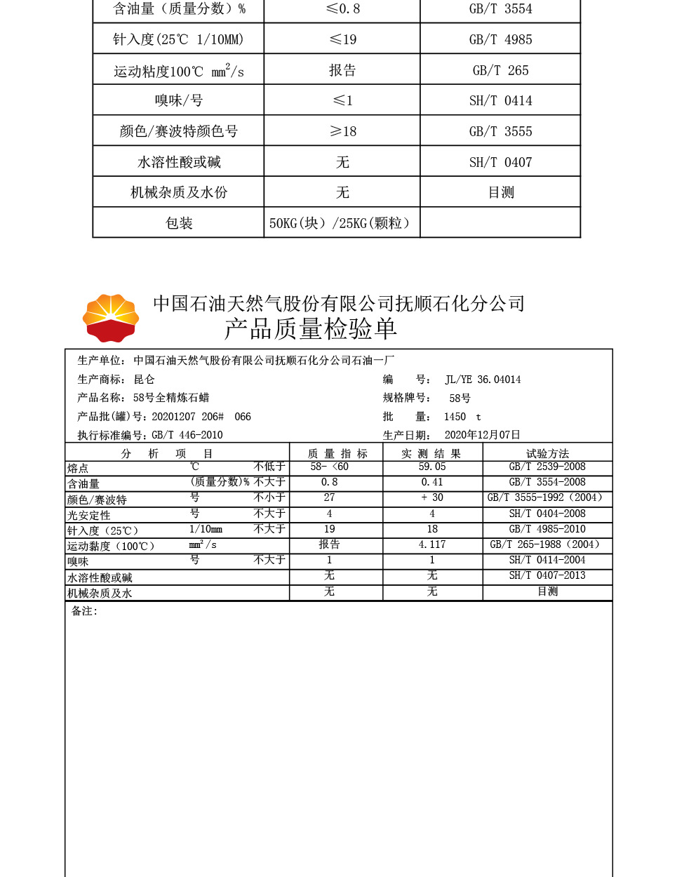 56#加工程度全精炼石蜡货号58# 56#类别石蜡-晶型蜡是否进口否型号58