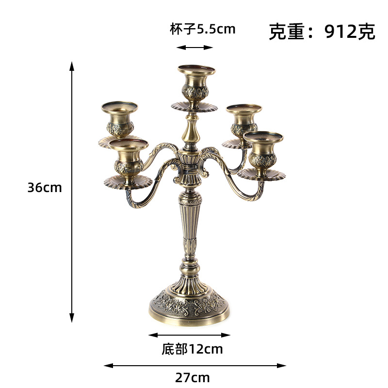 Three Heads and Five Heads Gold and Silver Color Vintage Alloy Candle Holder Hotel Home Wedding Restaurant Candlestick Candle Candlelight Dinner