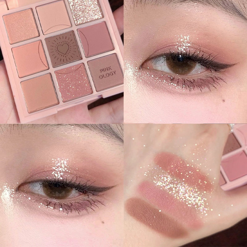 Nine Colors Eye Shadow Plate Daizy Warm Brown Taro Purple Matte Shimmer Milk Tea Butter Bread Plate Ins Cheap Makeup