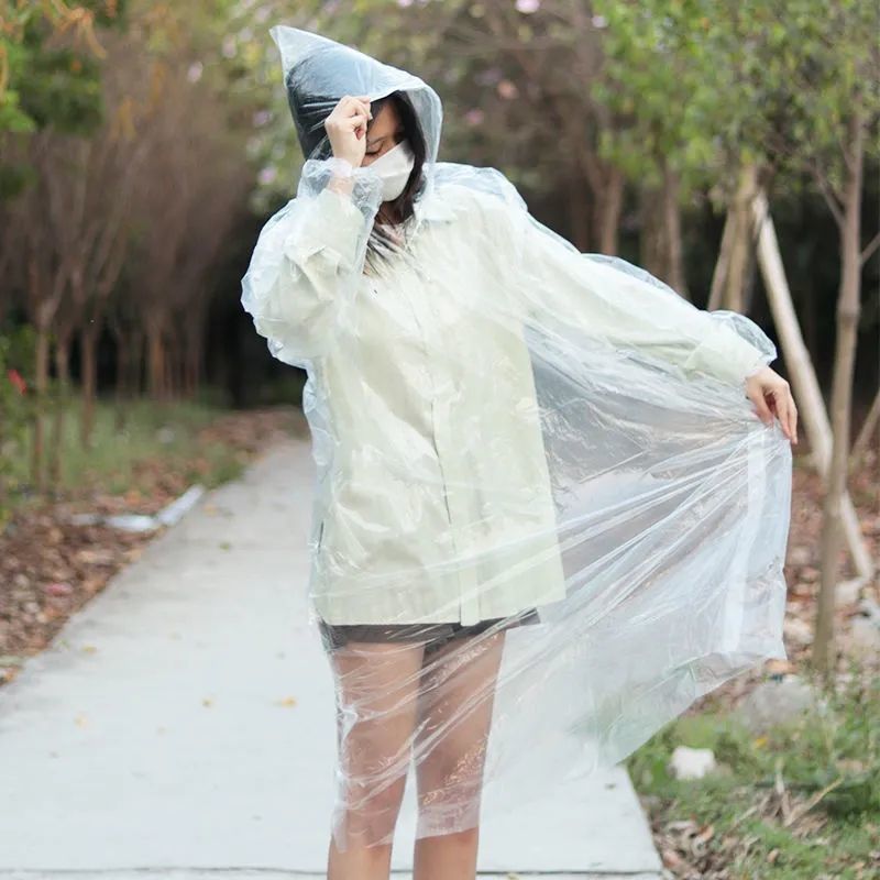 Disposable Card Raincoat Portable Thickened Compression Poncho Adults at Work Transparent Long Outdoor Rain-Proof for School