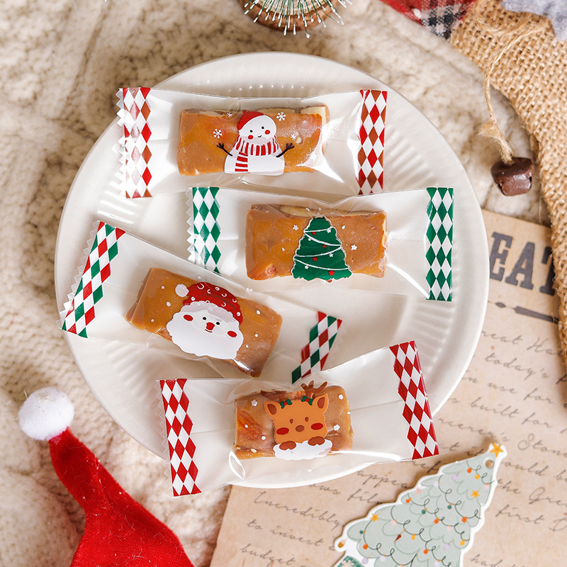 圣诞透明糖袋太妃糖包装袋牛轧糖海盐咖啡糖机封袋糖纸糖果袋子