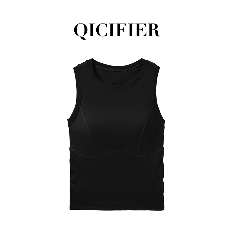 Qcfe New One-Piece Cup Sports Vest Yoga Clothes Sports Running Shockproof Back Hollow Yoga Workout Top
