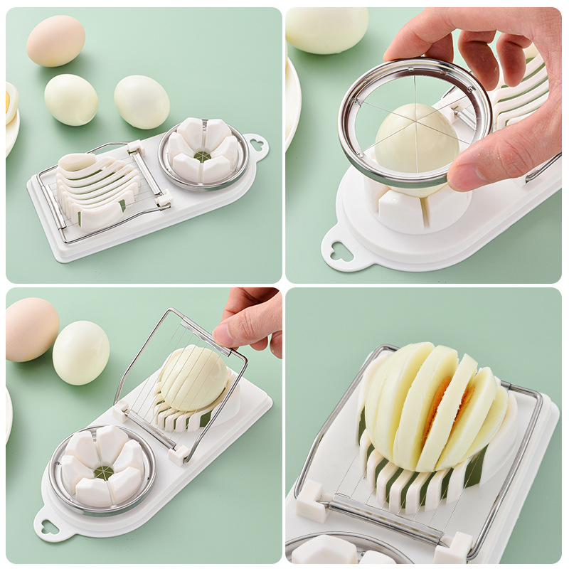 Factory Spot Japanese Multifunctional Egg Cutter Kitchen Gadget Artifact Stainless Steel Double-Headed Fancy Egg Cutter