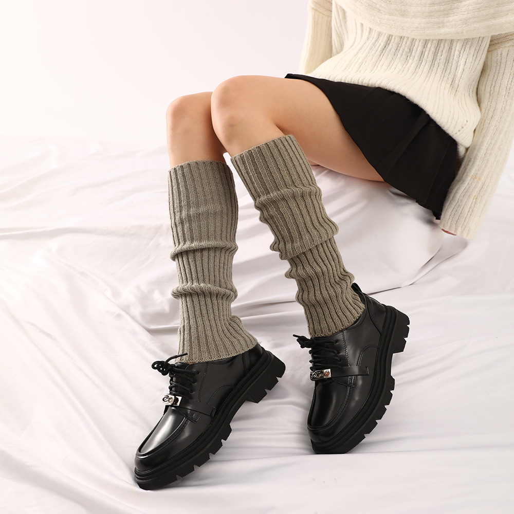 Autumn and Winter Colorful Fluorescent Wool Knitted Leg Warmers Women's Foot Warmer Halloween Dress up Accessories Party Thick Leg Warmer