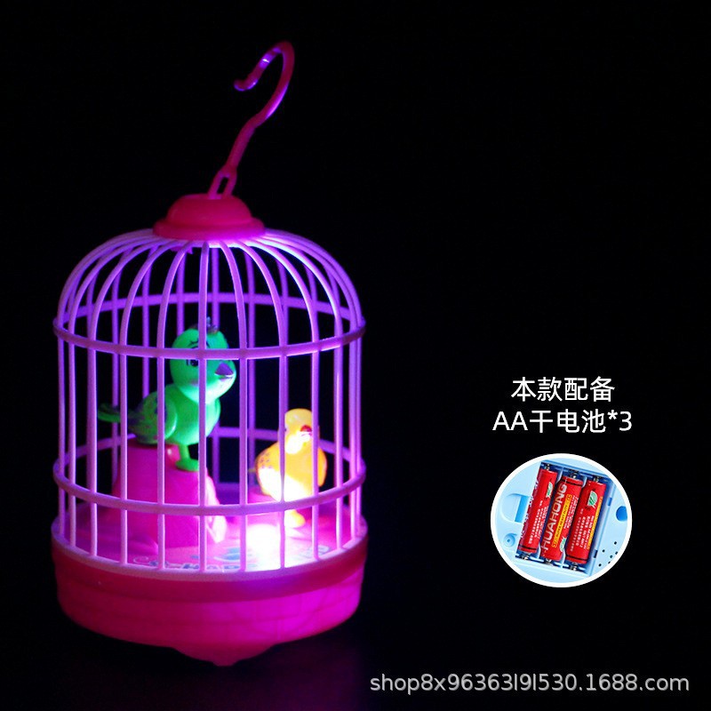 Children's Night Market Stall Popular Small Toy Supply Sound and Light Sound Control Induction Luminous Educational Bird Cage Toy Wholesale