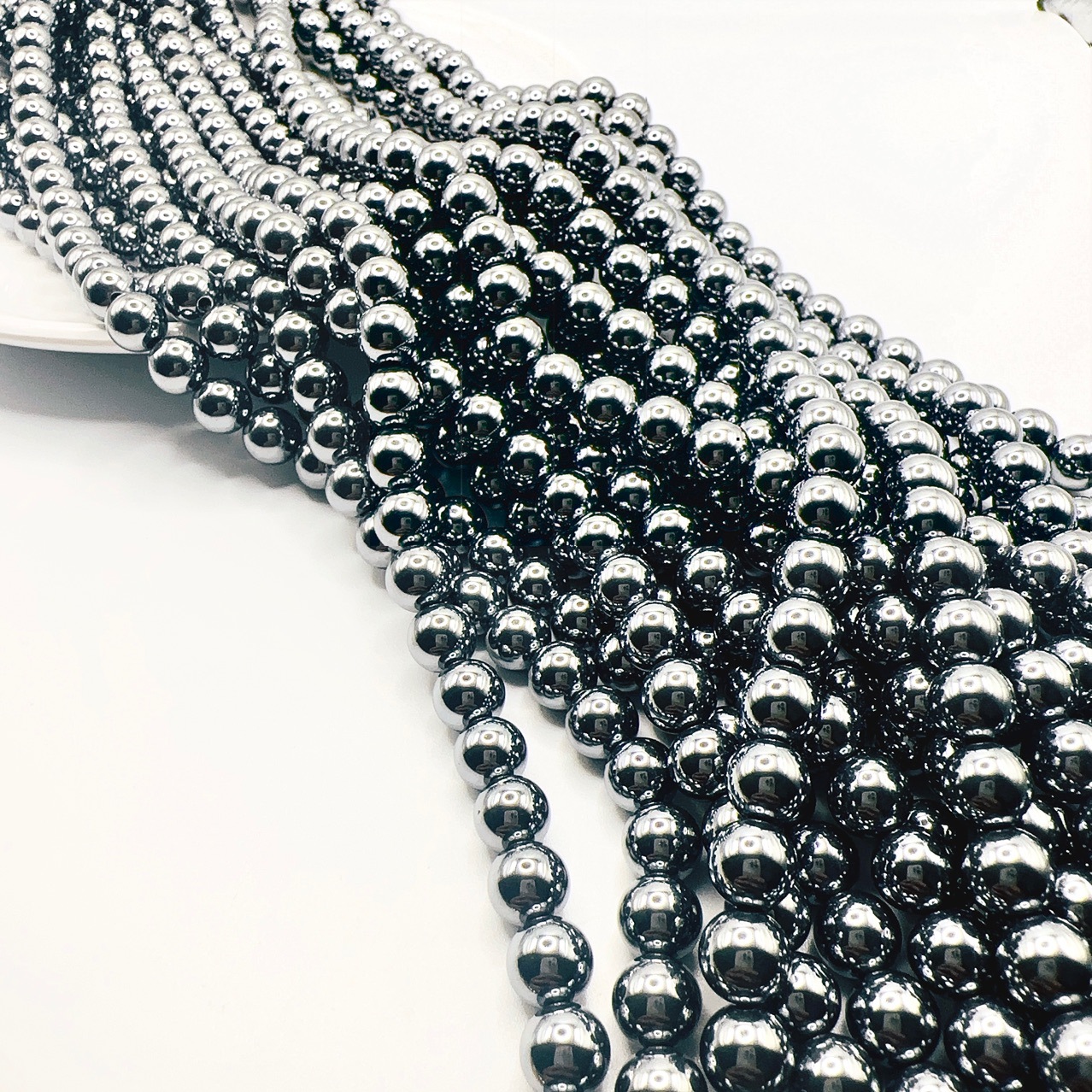 太赫兹能量石 圆珠光珠半成品diy散珠配珠融冰8 m m 50颗一条