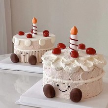 烘焙蛋糕装饰摆件小红书ins可爱简约生日蜡烛小脚蛋糕插牌插件