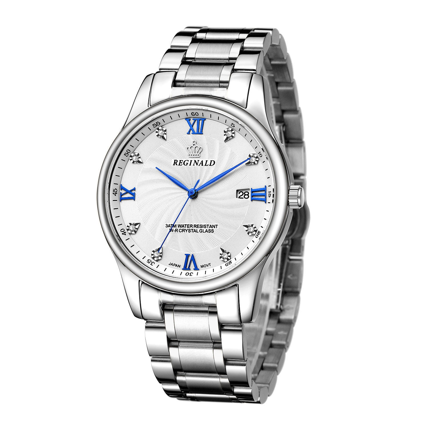 正品皇冠石英全自动机械男表日历星期防水夜光手表不锈钢经典时尚