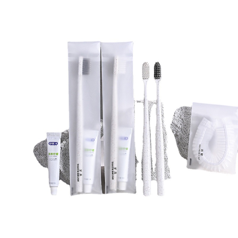 Disposable Hotel Supplies Small Head Soft-Bristle Toothbrush with Toothpaste Soft-Film Bag Washing Set for B & B Hotel