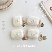 贝壳纹立体彩镀爱心适用AirPods1/2/3代保护壳Pro2蓝牙耳机保护套